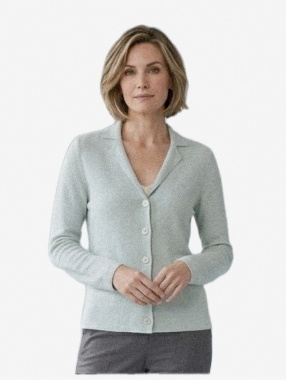 EILEEN FISHER Petite Silk Blend Knit Cardigan In Light Seafoam Size PS
